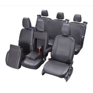 Passgenaue Kunstleder VIP Sitzbezüge Maßgeschneidert 6-Sitzer geeignet für Ford Transit ab 2018