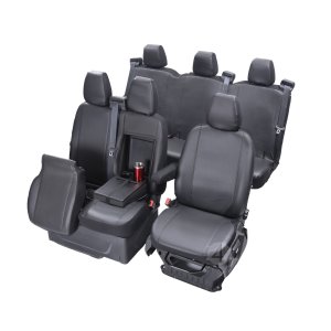 Passgenaue Kunstleder VIP Sitzbezüge Maßgeschneidert 6-Sitzer geeignet für Ford Transit Custom DOPPELKABINE ab 2012 ab 2018