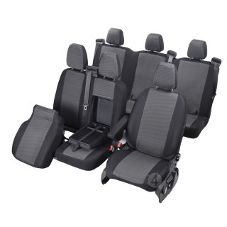 Passgenaue HERO Sitzbezüge Maßgeschneidert 6-Sitzer geeignet für Ford Transit Custom DOPPELKABINE ab 2018