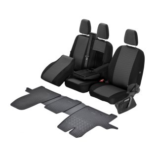 Passgenaue Sitzbezüge HERO und Gummifußmatten ein Set geeignet für Ford Tourneo / Custom ab 2012