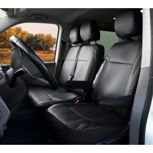 Passgenaue Kunstleder VIP Sitzbezüge geeignet für VW T6 ab 2015/2019 - Maßgeschneidert 6-Sitzer