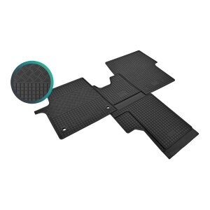 Gummimatten für PEUGEOT Traveller ab 2016 - 2Sitze + TUNEL - schwarz, 1,5 cm Rand