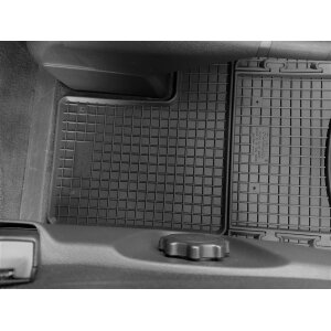 Gummimatten für VW T 6 Transporter/Caravelle/Multivan ab 2015 - 2 Sitzer + TUNEL - schwarz, 1,5 cm Rand