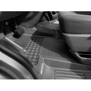 Gummimatten für VW T5 Transporter/Caravelle/Multivan ab 2003 bis 2015 - 2 Sitzer + TUNEL - schwarz, 1,5 cm Rand