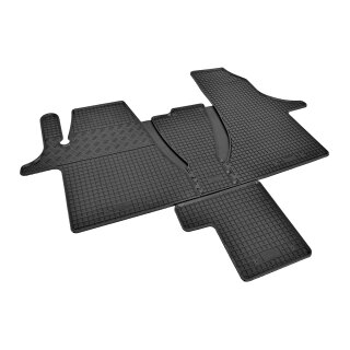 Gummimatten für VW T6. 1 Transporter/Caravelle/Multivan ab 2019- - 2Sitze + TUNEL - schwarz, 1,5 cm Rand