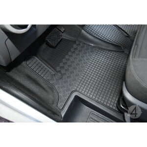 Gummimatten für VW T6. 1 Transporter/Caravelle/Multivan ab 2019- - 2Sitze + TUNEL - schwarz, 1,5 cm Rand