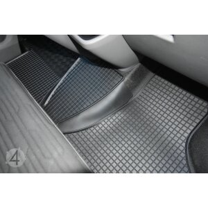 Gummimatten für VW T6. 1 Transporter/Caravelle/Multivan ab 2019- - 2Sitze + TUNEL - schwarz, 1,5 cm Rand