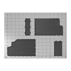 Gummimatten für FIAT Scudo ab 2007 bis 2016 - 3 Reihen - schwarz, 1,5 cm Rand