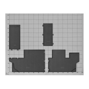 Gummimatten für FIAT Scudo ab 2007 bis 2016 - 3 Reihen - schwarz, 1,5 cm Rand