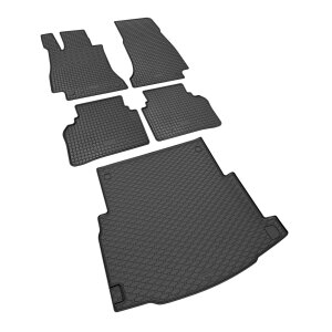 Ein Set passend für Mercedes E-Klasse W213 ab 2016- / ab 2019- ohne Subwoofer - Gummi- und Kofferraumwanne