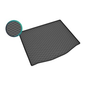 Kofferraumwanne für Ford Focus Schrägheck ab 2011 bis 2018 mit Ersatzrad - schwarz, rutschfest, wasserdicht, 1,5 cm rand,