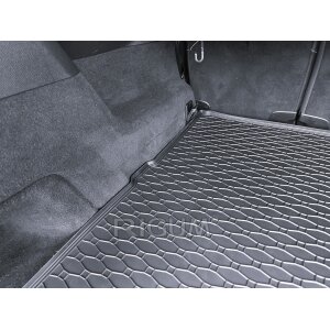 Kofferraumwanne für Volvo XC90 ab 2015 | XC90 PHEV 2025- 7 seats - 3rd row folded | XC90 2025- 7 seats - 3rd row folded - schwarz, rutschfest, wasserdicht, 1,5 cm rand,