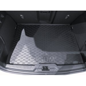 Kofferraumwanne für Ford Focus Schrägheck ab 2018 | Reserverad in voller GrĂ¶Ăźe - schwarz, rutschfest, wasserdicht, 1,5 cm rand,