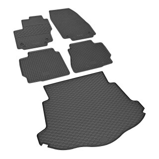 Ein Set passend für Ford Mondeo Stufenheck ab 2007 | Platzsparendes Rad - Gummi- und Kofferraumwanne