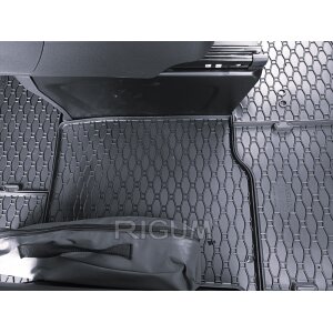 Gummimatten für Ford Tourneo/Transit Custom ab 2024 - 2Sitze + tunnel - schwarz, 1,5 cm Rand