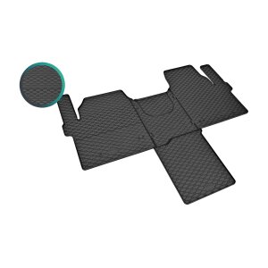 Gummimatten für Ford Tourneo/Transit Custom ab 2024 - 2Sitze + tunnel - schwarz, 1,5 cm Rand