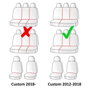 Sitzbezüge für Ford Transit Custom I ab 2012 bis 2023 – Polstermaterial mit Kunstleder