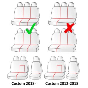 Sitzbezüge für Ford Tourneo Custom I Facelift ab 2018 bis 2023 – Polstermaterial mit Kunstleder
