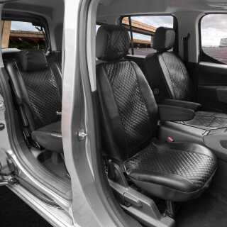 Sitzbezüge für Citroen Berlingo III ab 2019 bis 2023 und Facelift ab 2023 – Kunstleder mit Steppung