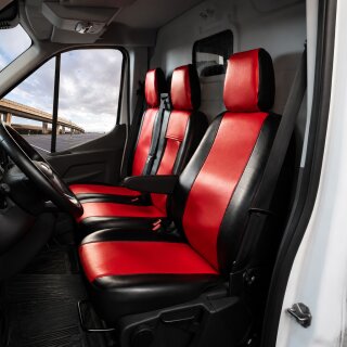 Sitzbezüge für Ford Transit VII / VIII ab 2014 / Facelift ab 2020 – Kunstleder MA RED