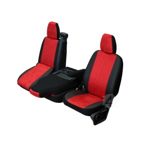 Sitzbezüge CUSTO Rot geeignet für Nissan NV400 Bj. ab 2011 KUNSTLEDER & VELOURSLEDERIMITAT