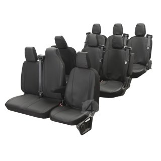 Passgenaue Kunstleder VIP Sitzbezüge geeignet für Opel Vivaro B ab 2014 bis 2019 Maßgeschneidert - 9-Sitzer
