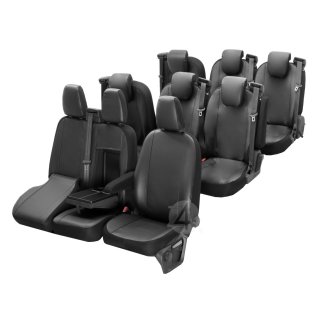 Passgenaue Kunstleder VIP Sitzbezüge geeignet für Ford Transit Custom / Tourneo ab 2012 Maßgeschneidert - 9-Sitzer